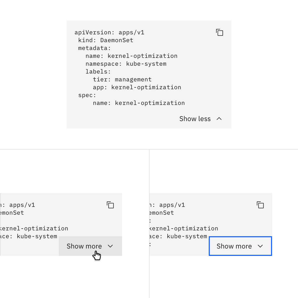 States of a multi-line codesnippet